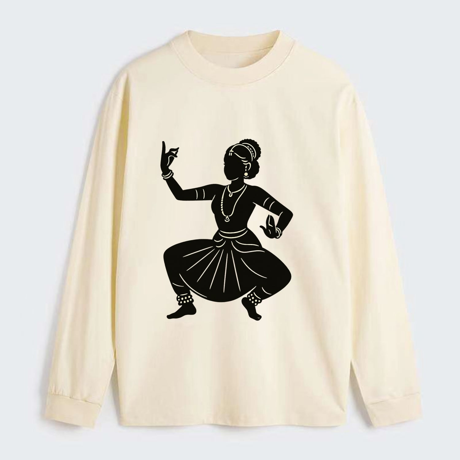 Bharatanatyam classical Indian pose - Classic Long Sleeve Shirt - Beige