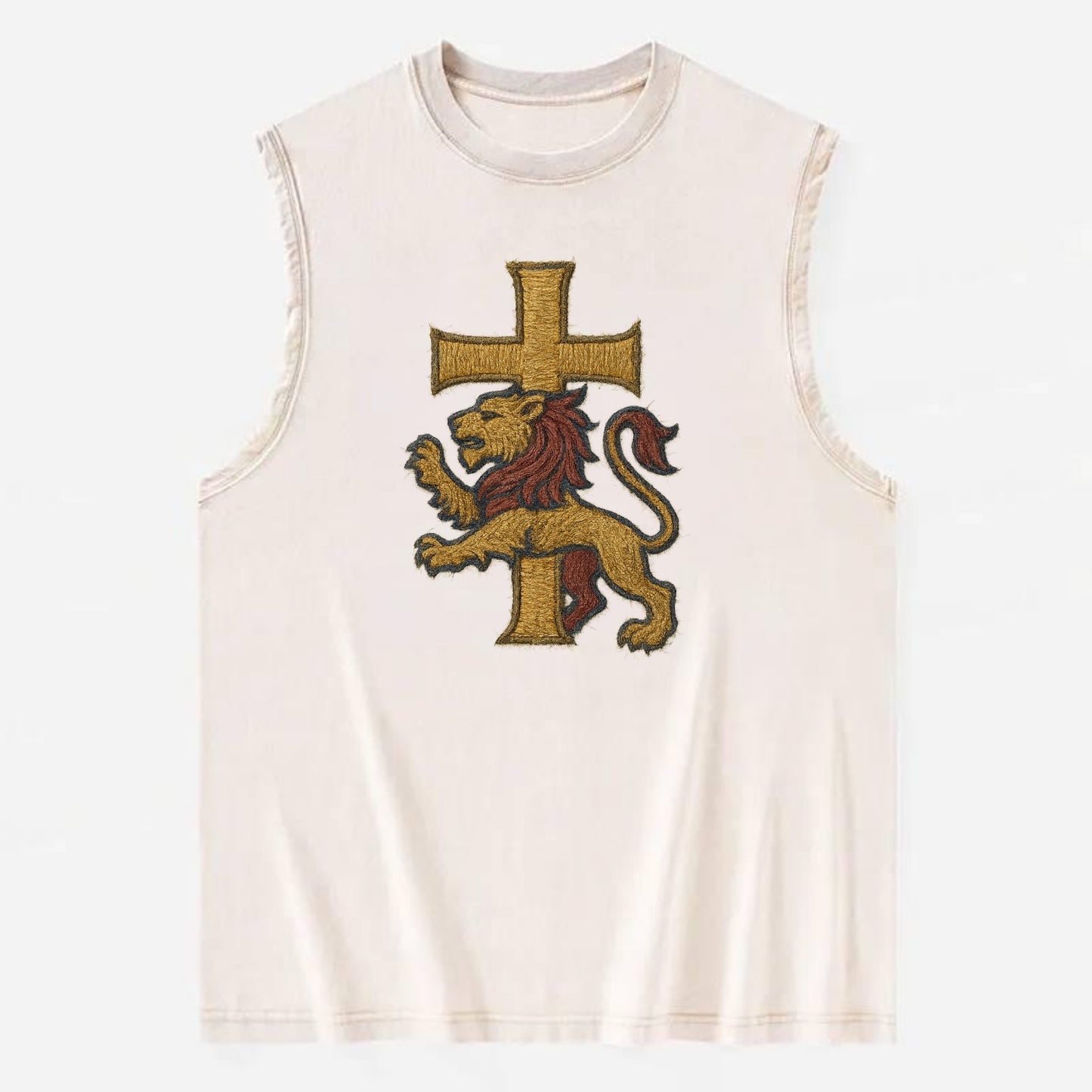 Lion and Cross  - Vintage Washed Tank - Beige
