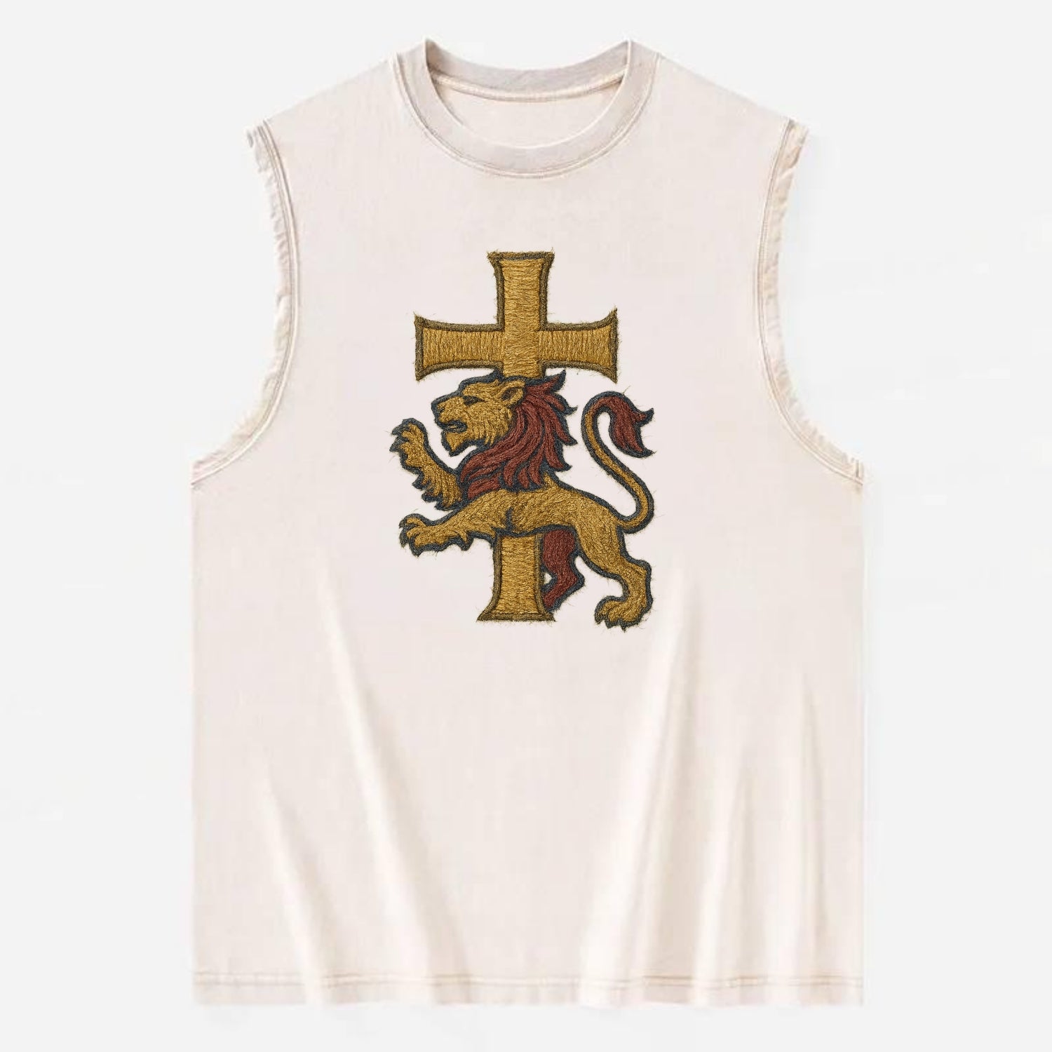 Lion and Cross  - Vintage Washed Tank - Beige
