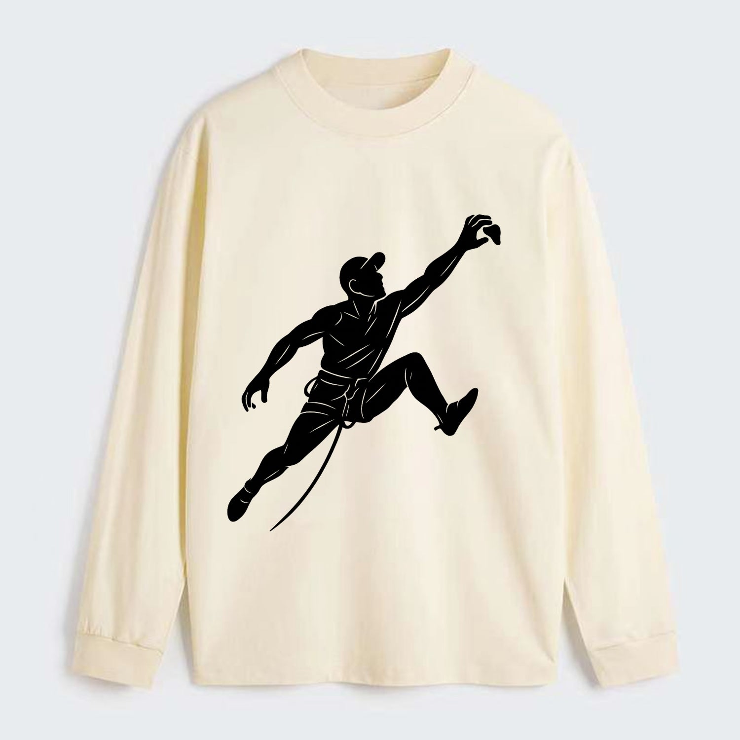 Rock wall climber reaching hold - Classic Long Sleeve Shirt - Beige