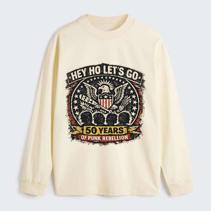 RAMONES LEGACY | Hey Ho Let's Go typography | Presidential seal parody - Classic Long Sleeve Shirt - Beige