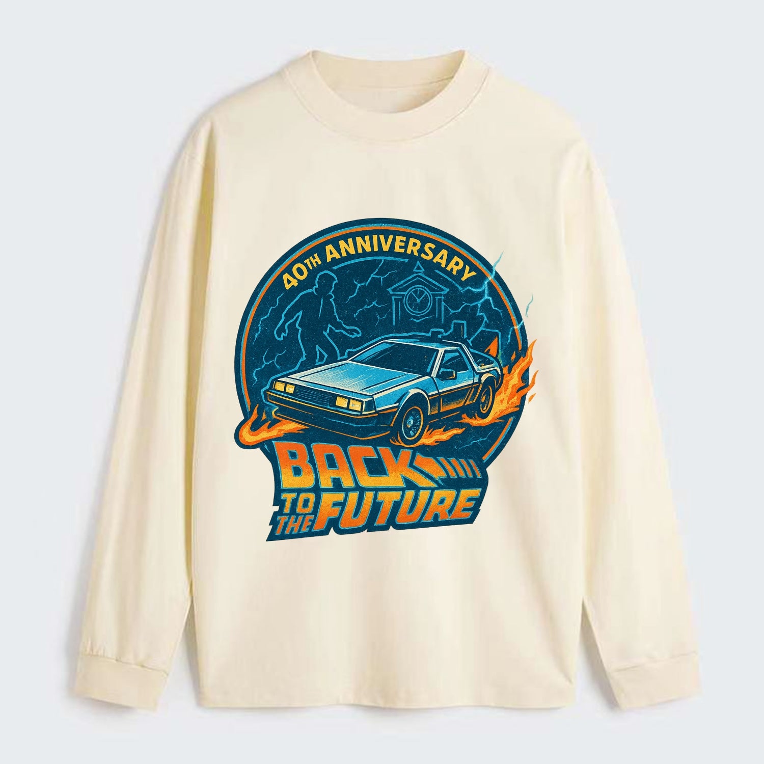 Back To The Future 40th Anniversary - Classic Long Sleeve Shirt - Beige