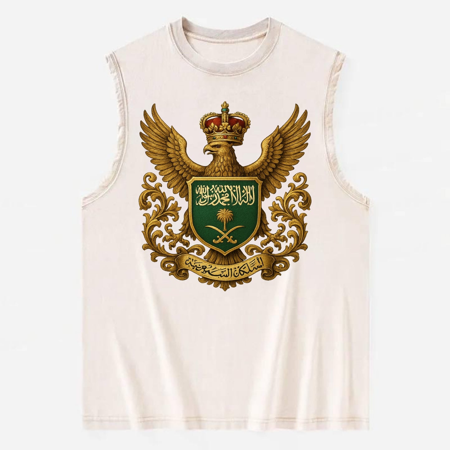 Saudi Arabia Heritage Badge  - Vintage Washed Tank - Beige