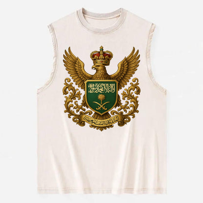 Saudi Arabia Heritage Badge  - Vintage Washed Tank - Beige