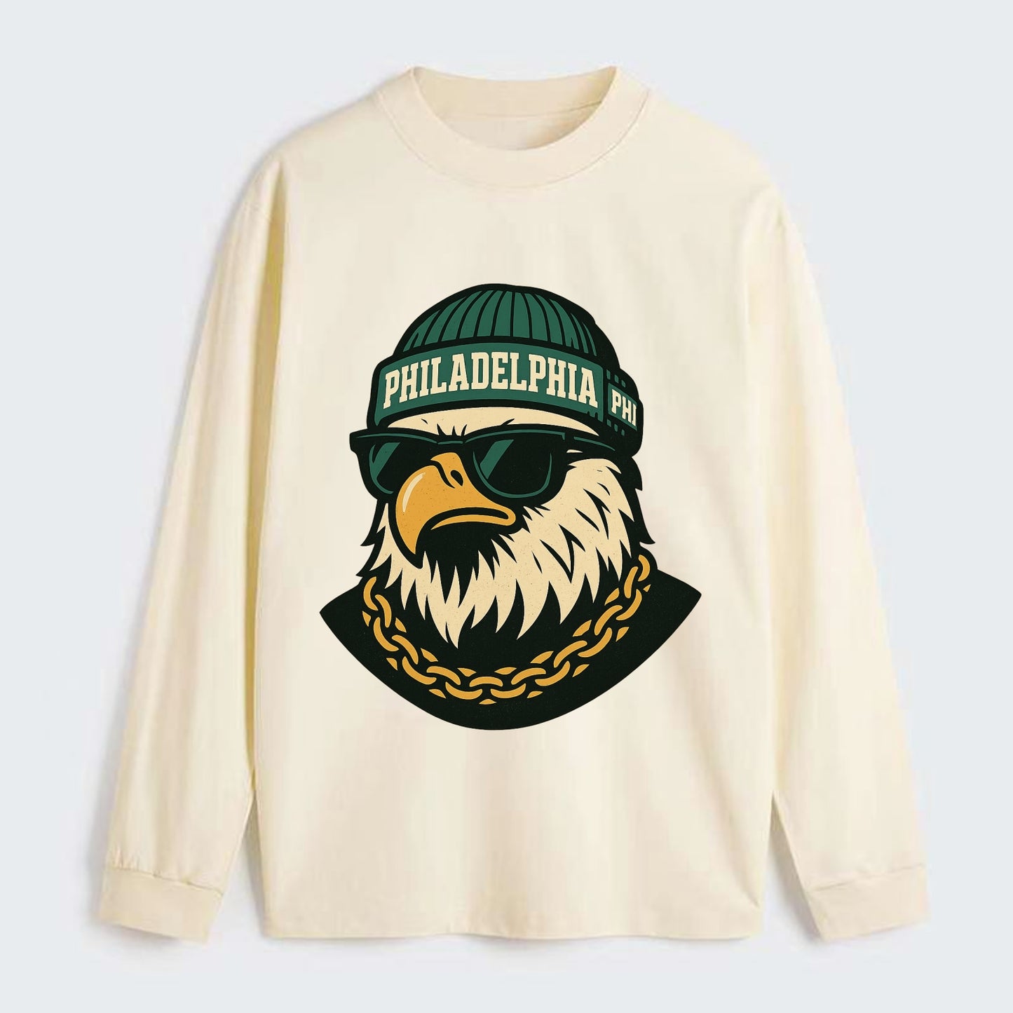 "eagle" "philadelphia" "phi" "green" "us East" - Classic Long Sleeve Shirt - Beige