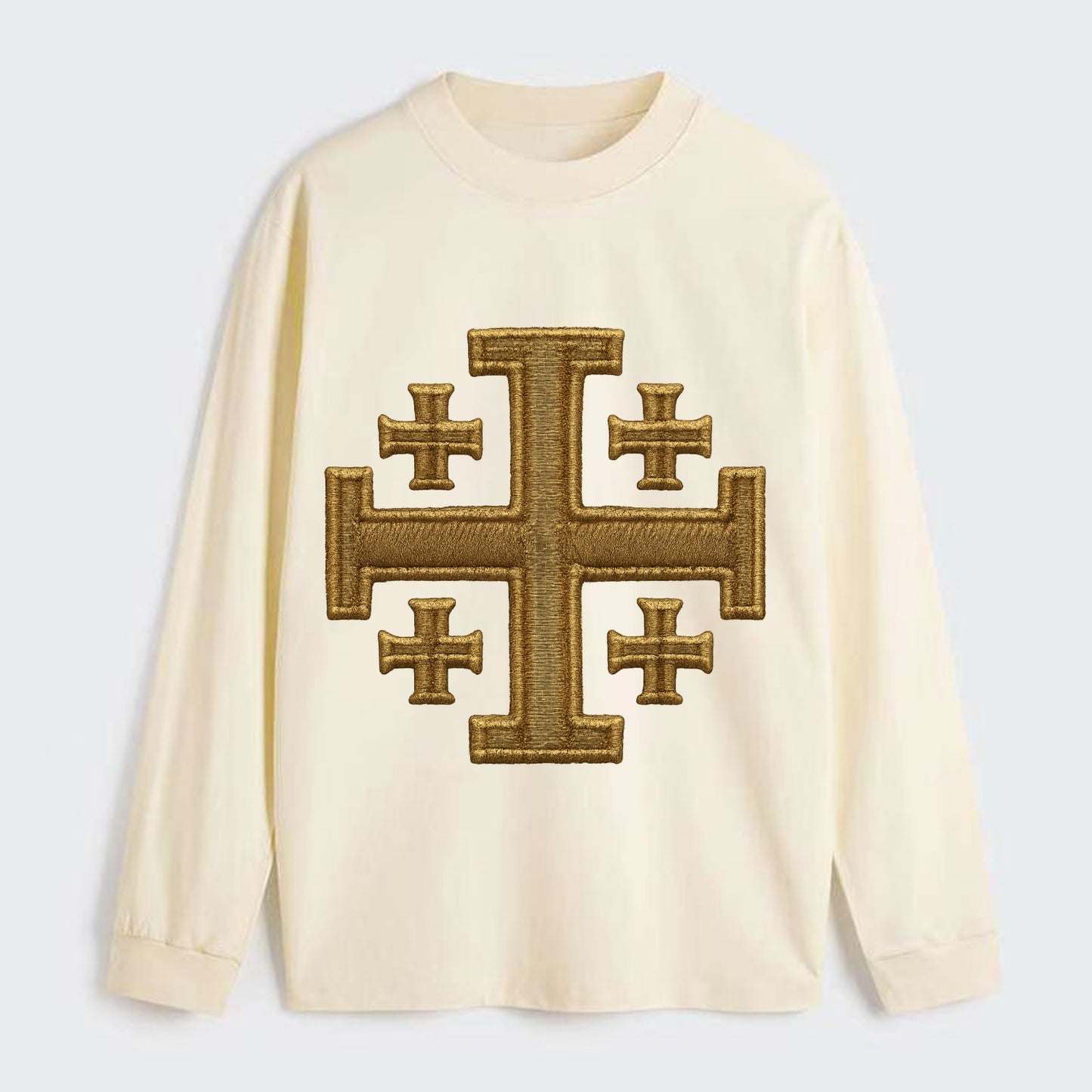 Jerusalem Cross  - Classic Long Sleeve Shirt - Beige