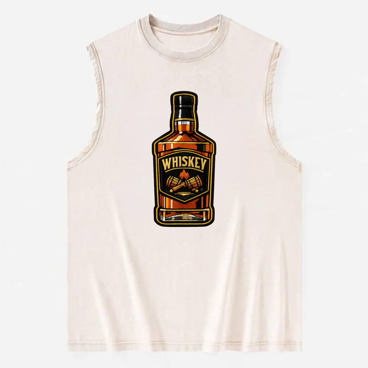 WHISKEY BOTTLE - bourbon bottle in amber and gold , spirits connoisseur - Vintage Washed Tank - Beige