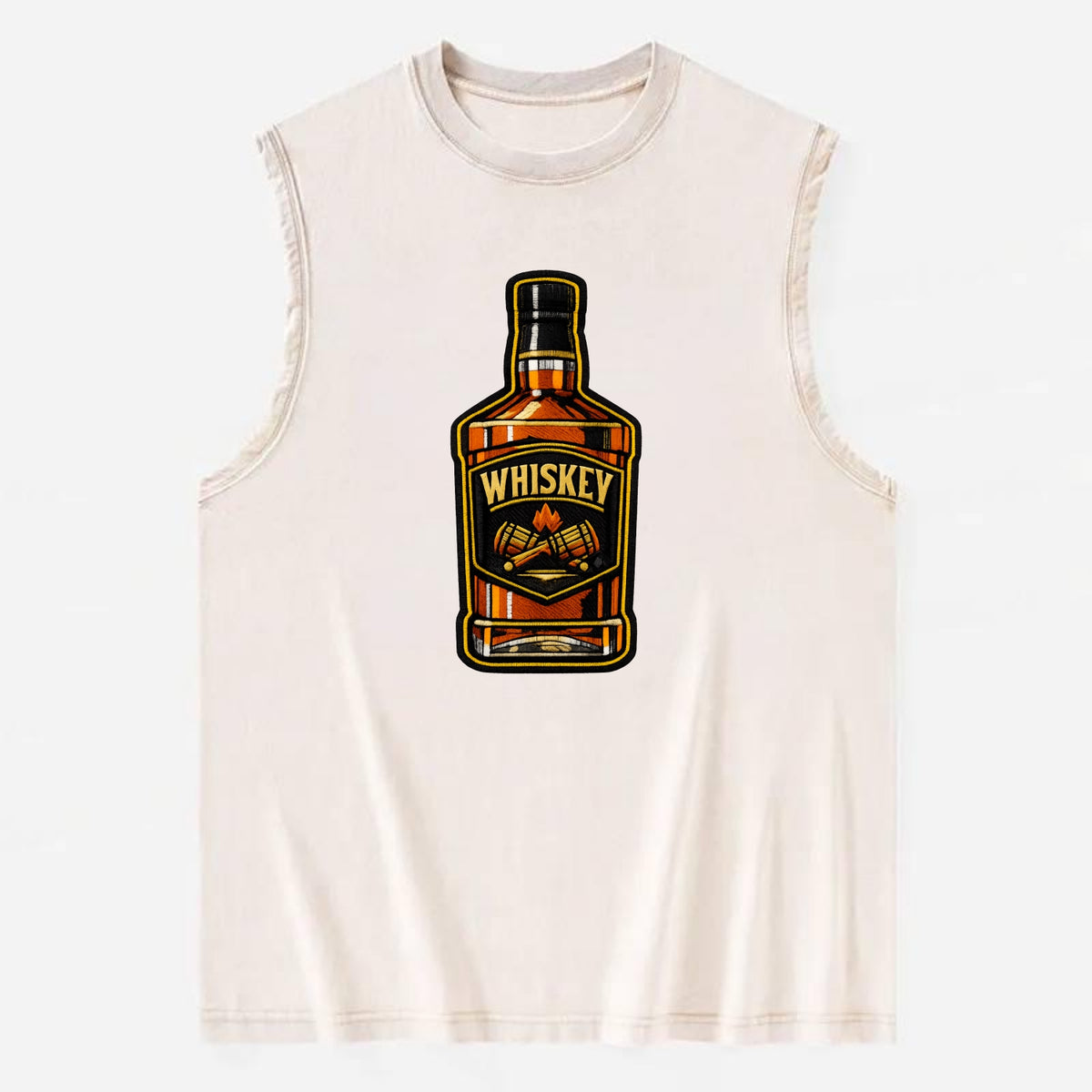 WHISKEY BOTTLE - bourbon bottle in amber and gold , spirits connoisseur - Vintage Washed Tank - Beige
