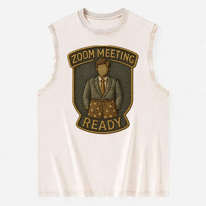 Zoom Meeting Ready  - Vintage Washed Tank - Beige