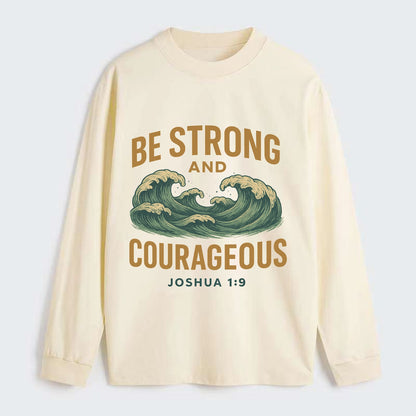 Joshua 1:9 Ocean - Classic Long Sleeve Shirt - Beige