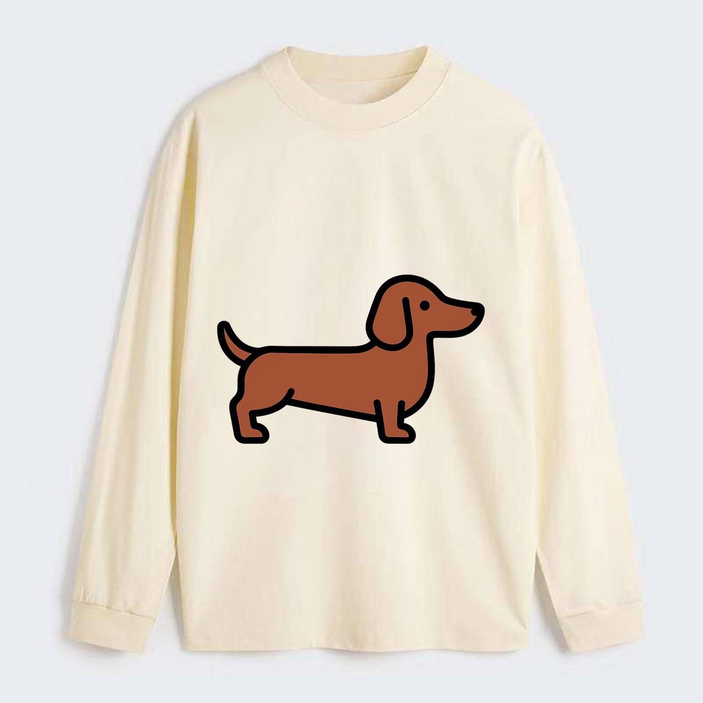 Dachshund - Red/brown smooth flat side profile - Classic Long Sleeve Shirt - Beige