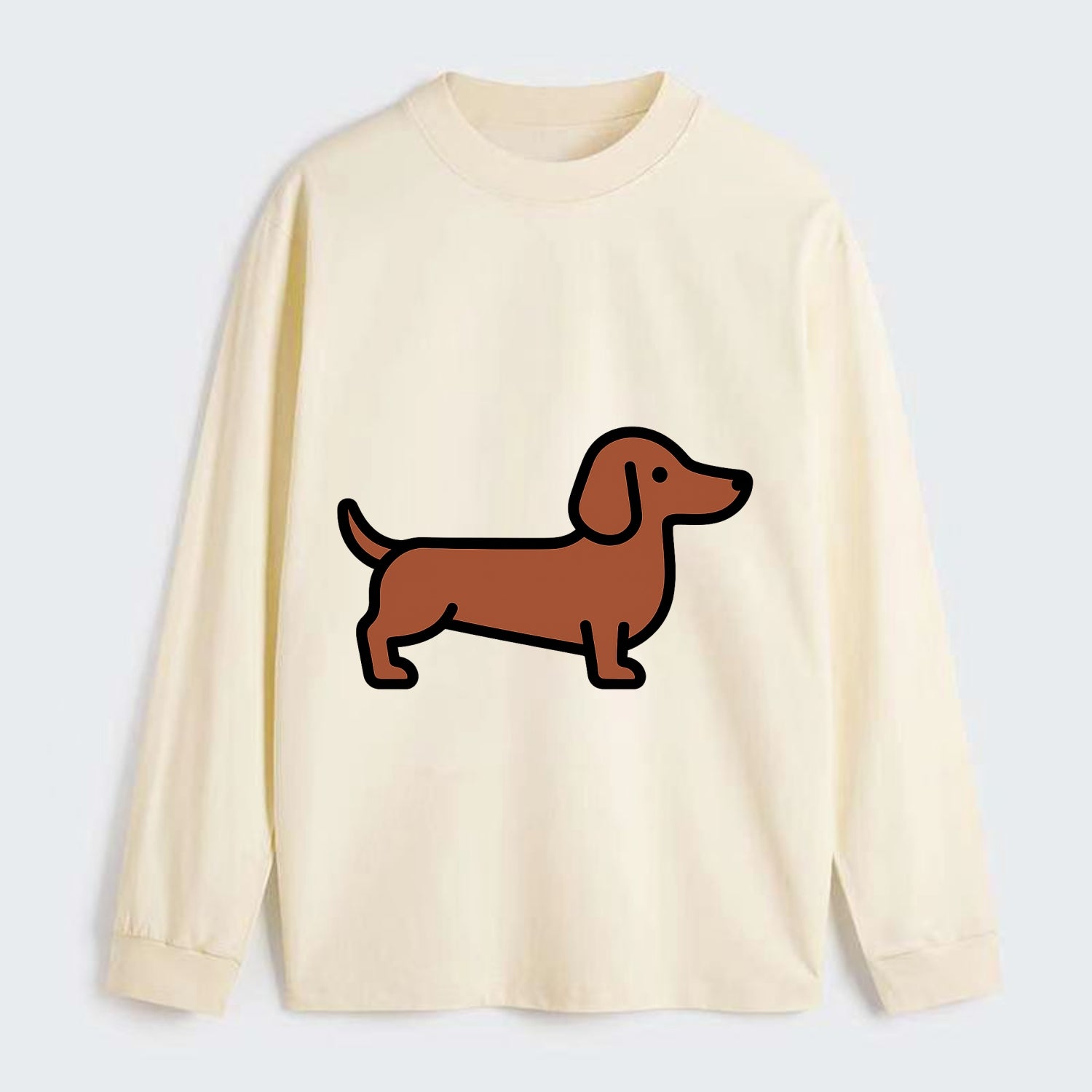 Dachshund - Red/brown smooth flat side profile - Classic Long Sleeve Shirt - Beige