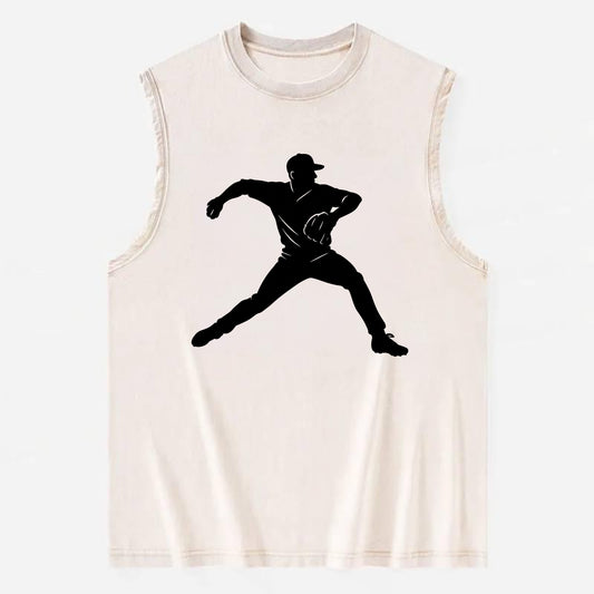 Baseball pitcher wind-up motion - Vintage Washed Tank - Beige