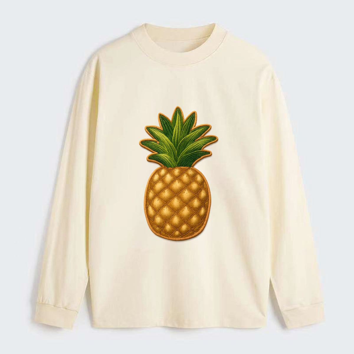 PINEAPPLE CROWN - tropical fruit in yellow and green , hospitality - Classic Long Sleeve Shirt - Beige