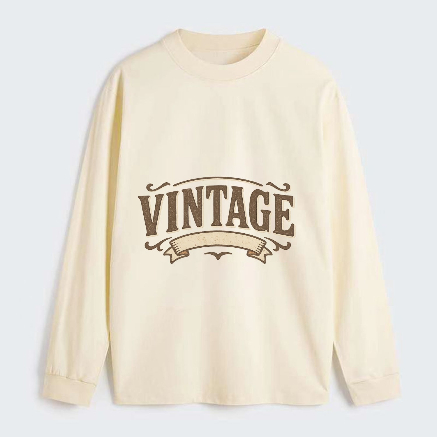 Bold typography design - "CENTERED" - aligned, focused, balanced within - Classic Long Sleeve Shirt - Beige