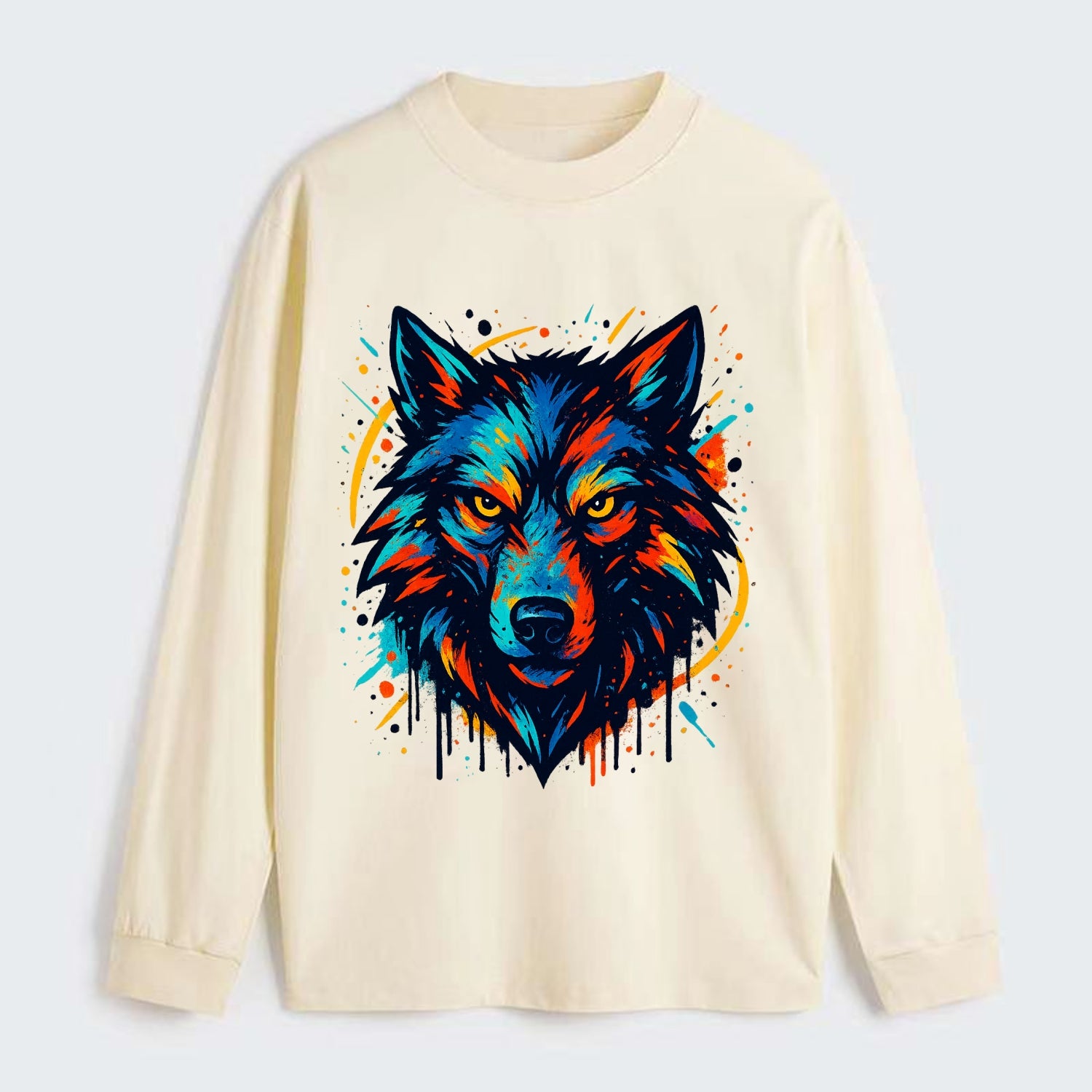 Alpha Wolf Leader  - Classic Long Sleeve Shirt - Beige