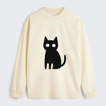 YOU MUST EMBRACE THE VOID | Black cat st - Classic Long Sleeve Shirt - Beige