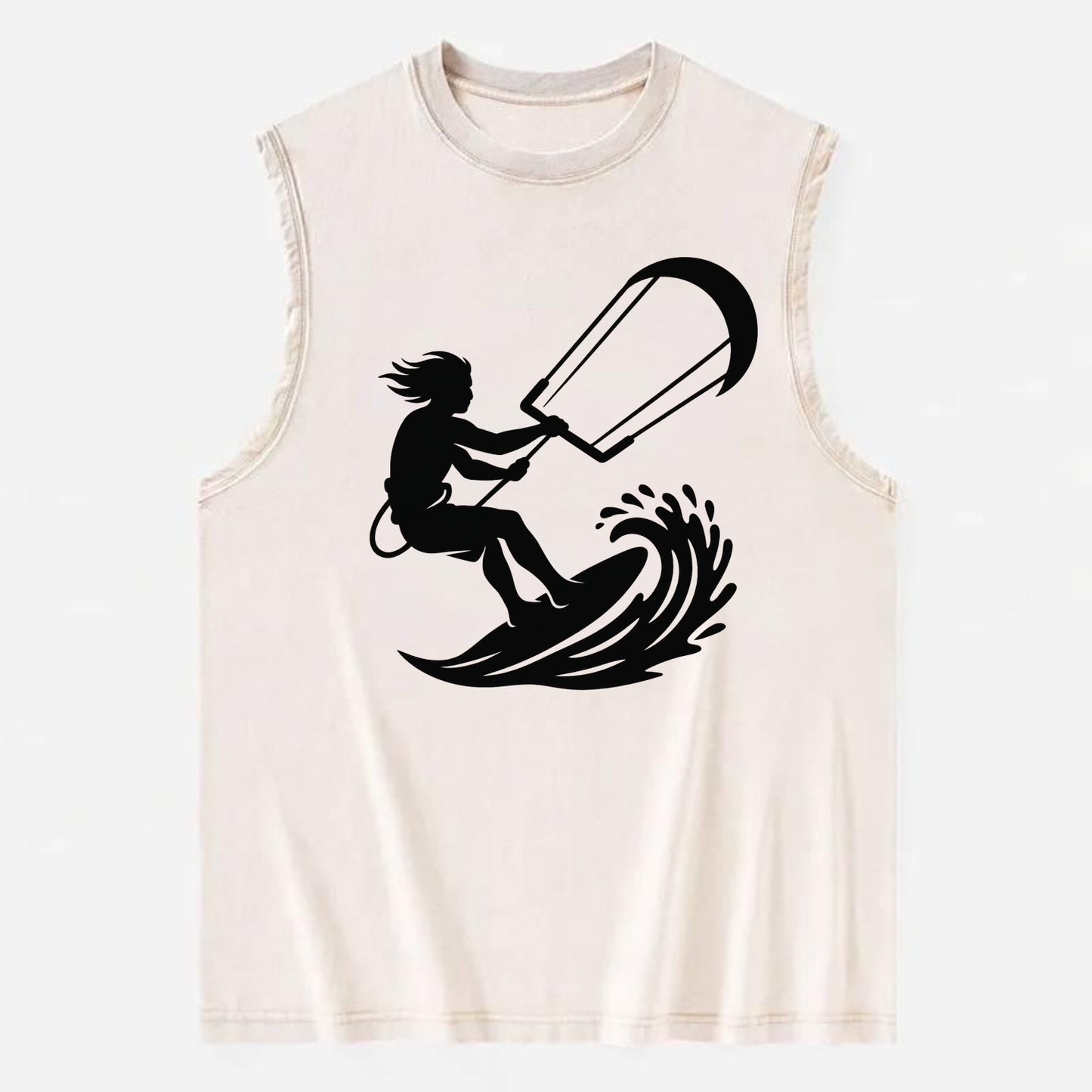 Kite surfer riding wave - Vintage Washed Tank - Beige
