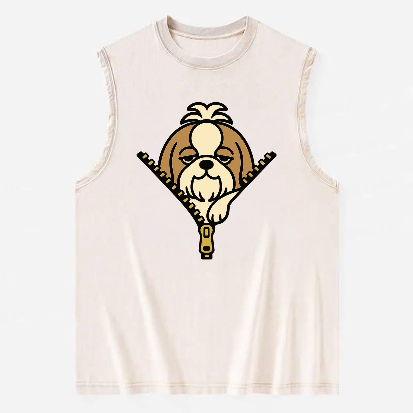 Shih Tzu - Vintage Washed Tank - Beige