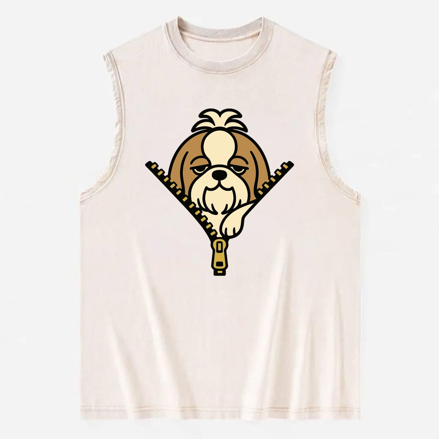 Shih Tzu - Vintage Washed Tank - Beige