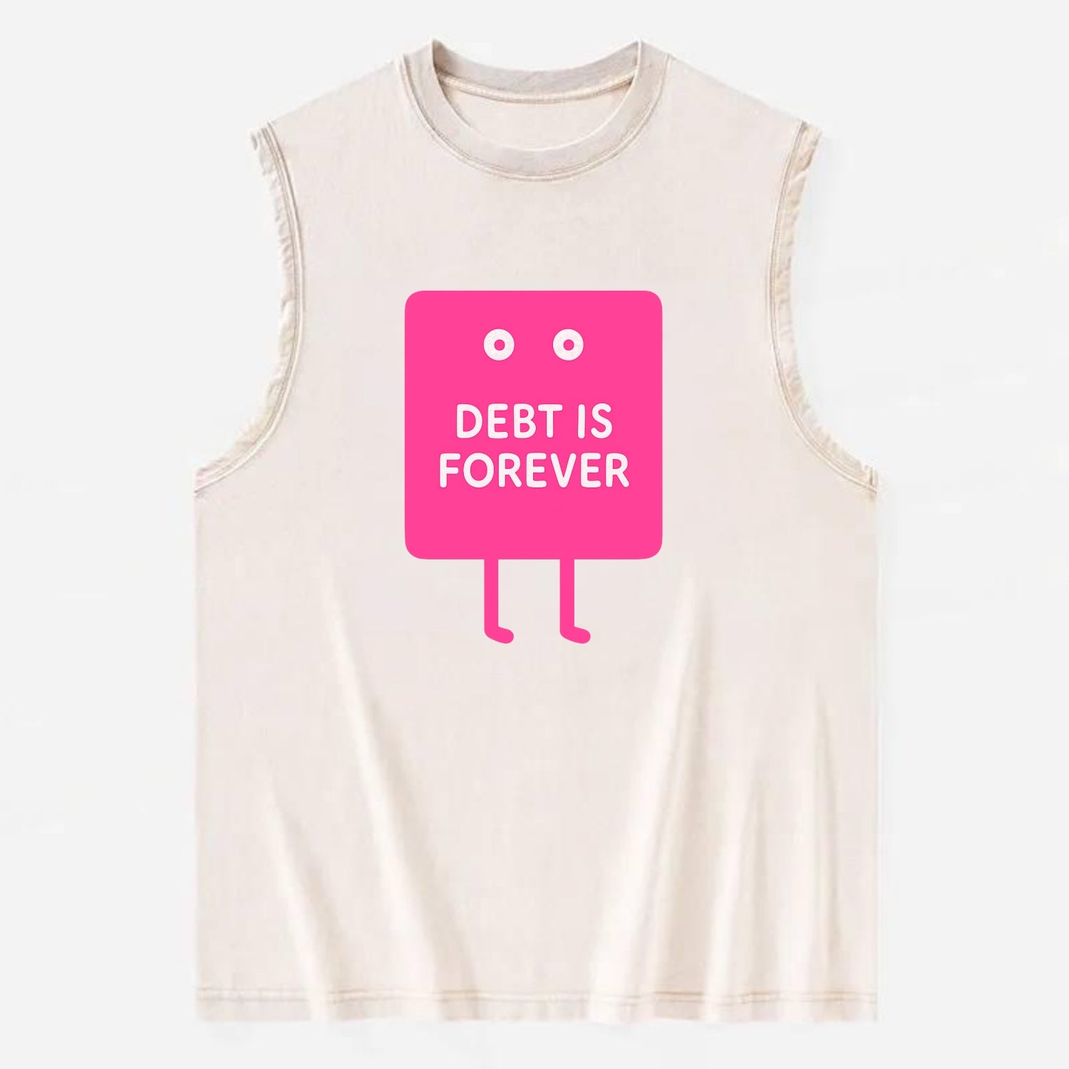 DEBT IS FOREVER | Immortal credit card - Vintage Washed Tank - Beige