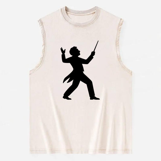 Conductor leading orchestra passionately - Vintage Washed Tank - Beige