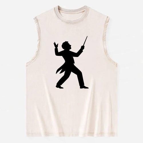 Conductor leading orchestra passionately - Vintage Washed Tank