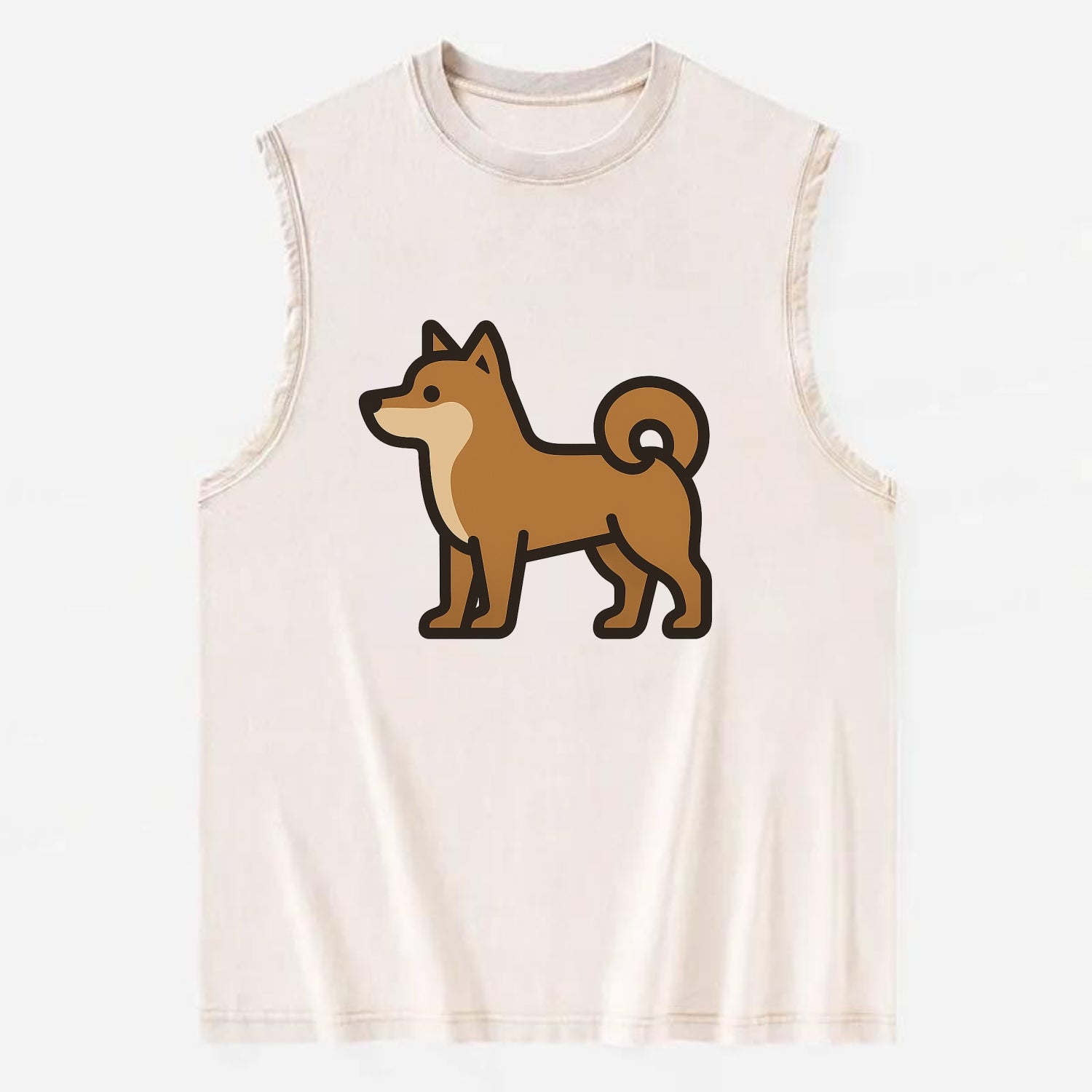 Shiba Inu - Red sesame flat side profile - Vintage Washed Tank - Beige