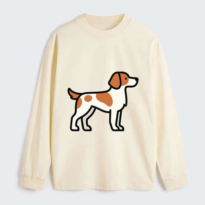 Brittany Spaniel - Orange and white flat side profile - Classic Long Sleeve Shirt - Beige