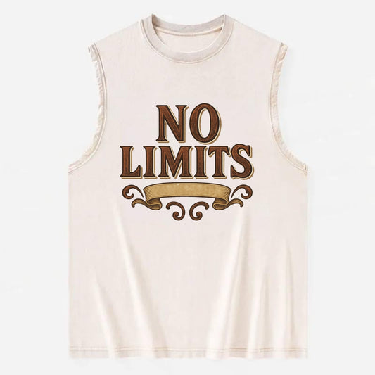 Bold typography design - "NO LIMITS" - boundless potential - Vintage Washed Tank - Beige