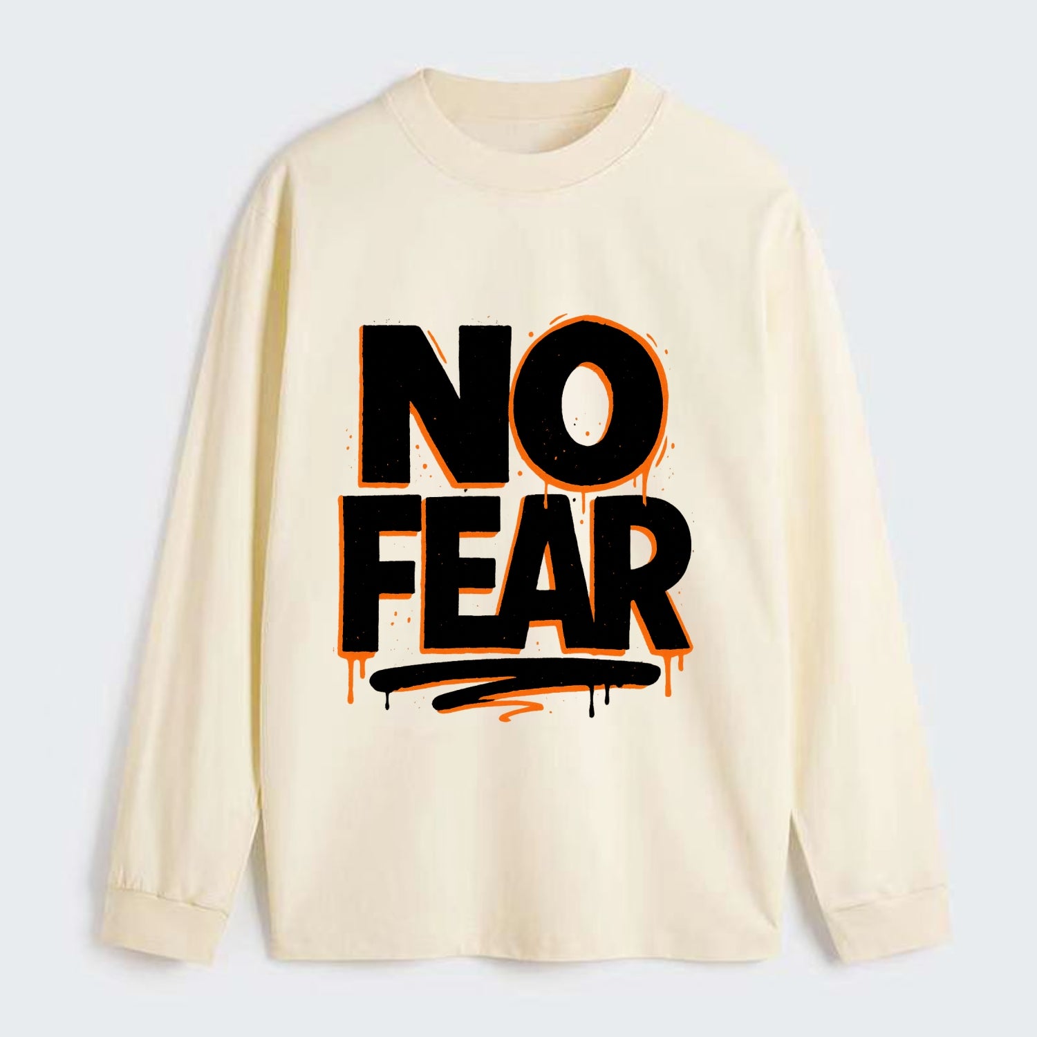 Bold typography design - "NO FEAR" - courage, bravery - Classic Long Sleeve Shirt - Beige