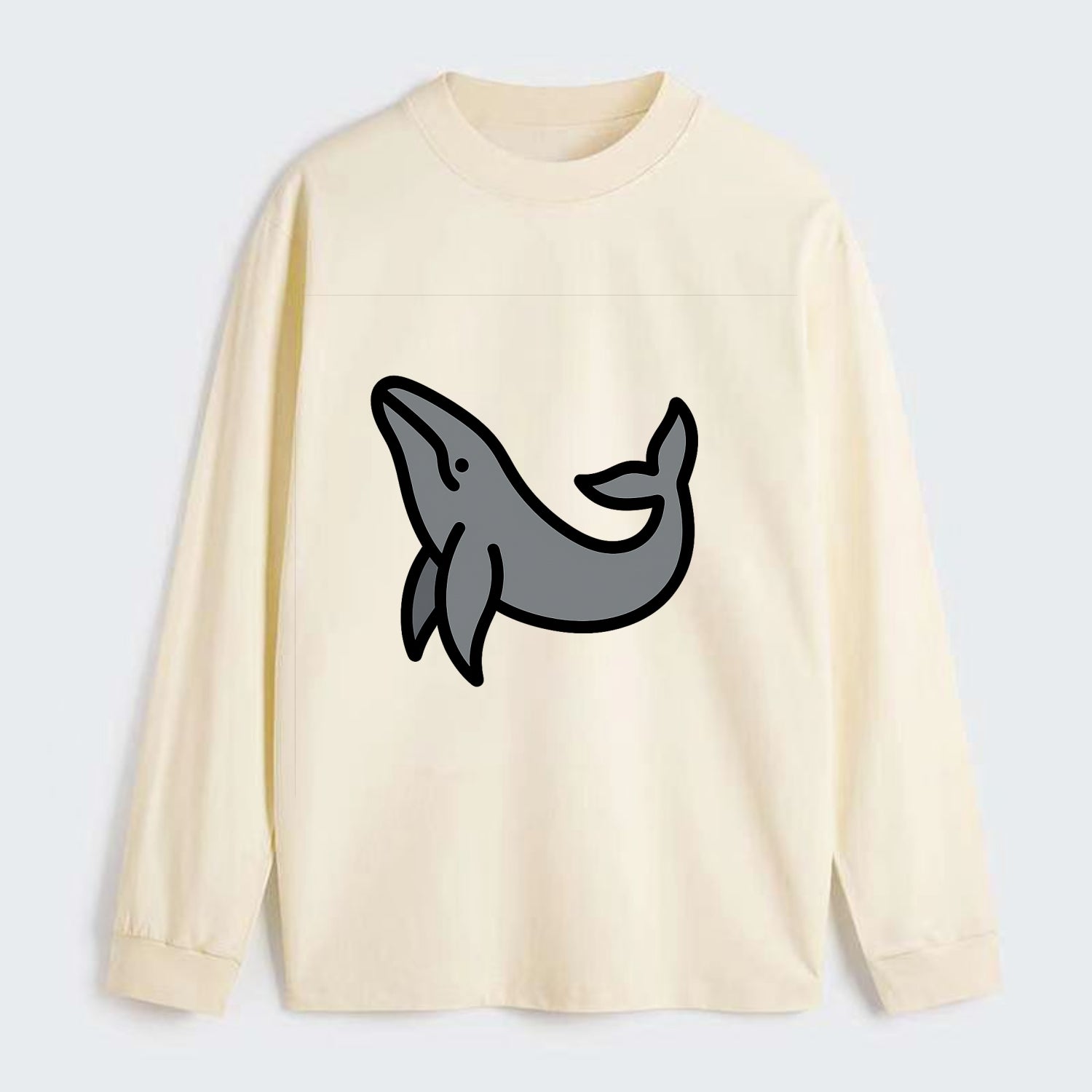 Humpback Whale - Gray breaching pose flat side profile - Classic Long Sleeve Shirt - Beige