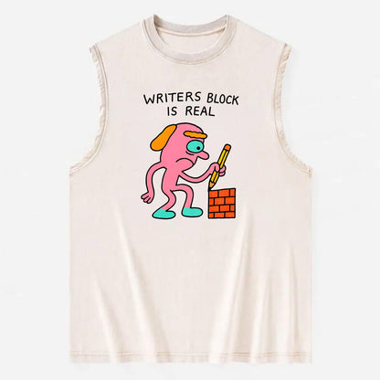 WRITERS BLOCK IS REAL | Brick wall with pencil - Vintage Washed Tank - Beige