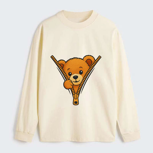 zipper bear - Classic Long Sleeve Shirt - Beige