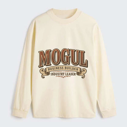Bold typography design - "MOGUL" - business builder, industry leader - Classic Long Sleeve Shirt - Beige