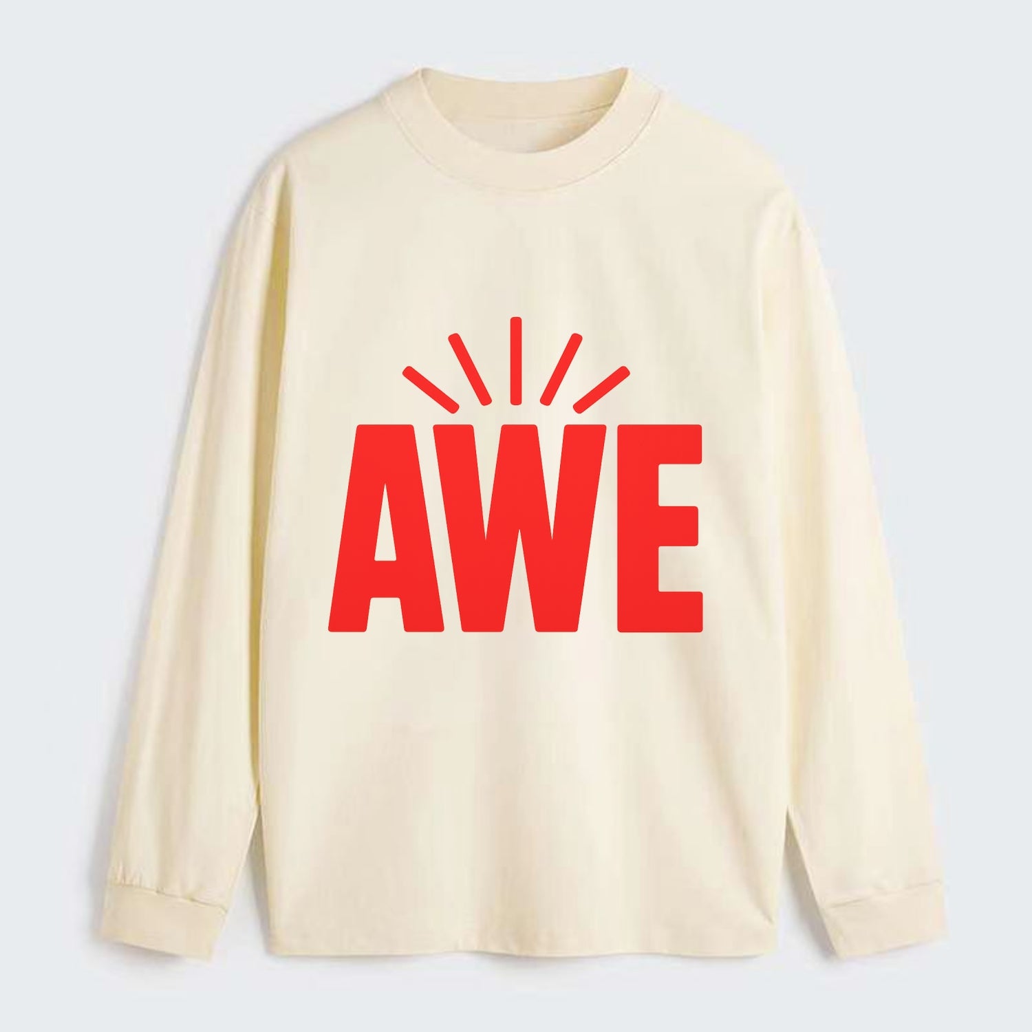 Bold typography design - "AWE" - overwhelming wonder - Classic Long Sleeve Shirt - Beige