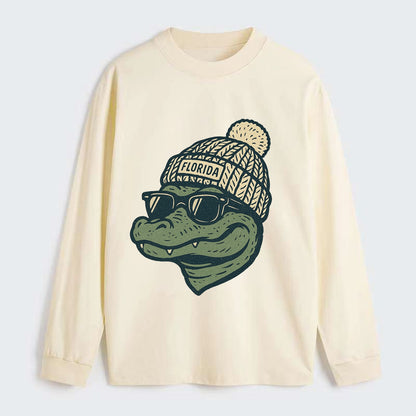 Gainesville Gator wearing Florida beanie - Classic Long Sleeve Shirt - Beige