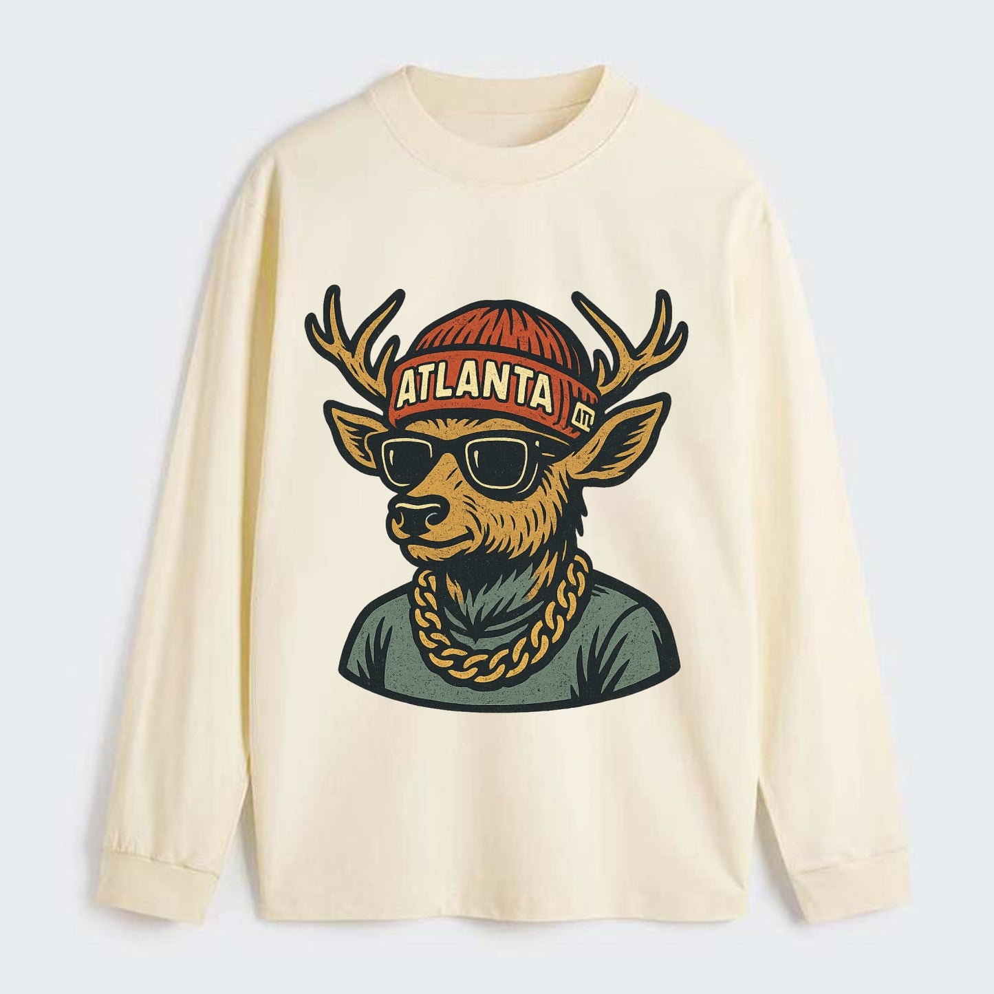 "deer" "atlanta" "atl" "red" "us South" - Classic Long Sleeve Shirt - Beige