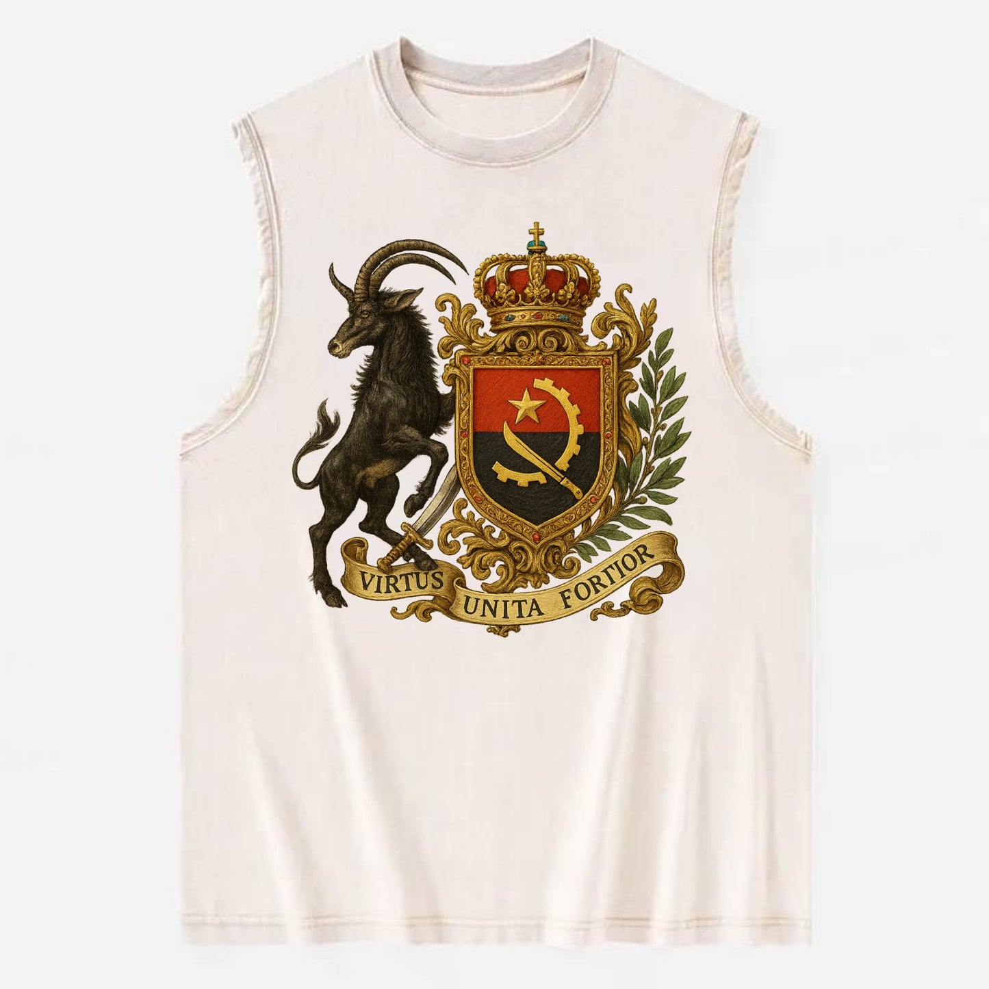 Angola Giant Sable Emblem  - Vintage Washed Tank - Beige