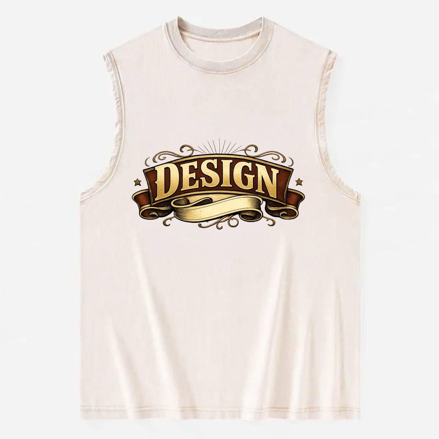 Bold typography design - "DESIGN" - intentional creation, aesthetic planning - Vintage Washed Tank - Beige