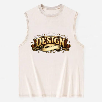 Bold typography design - "DESIGN" - intentional creation, aesthetic planning - Vintage Washed Tank - Beige