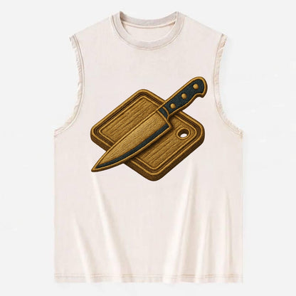 Chef knife with cutting board - culinary enthusiast - Vintage Washed Tank - Beige