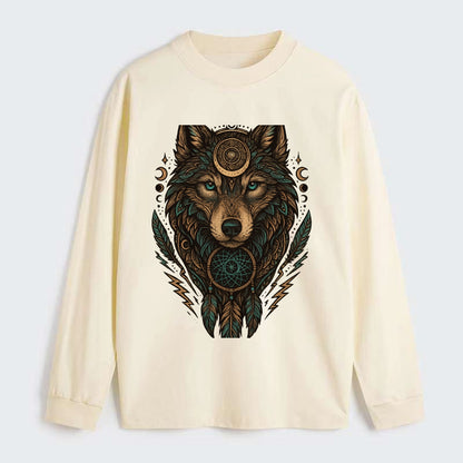 Storm Wolf Thunder  - Classic Long Sleeve Shirt - Beige
