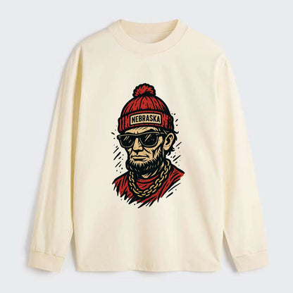 Lincoln Cornhusker wearing Nebraska bean - Classic Long Sleeve Shirt - Beige