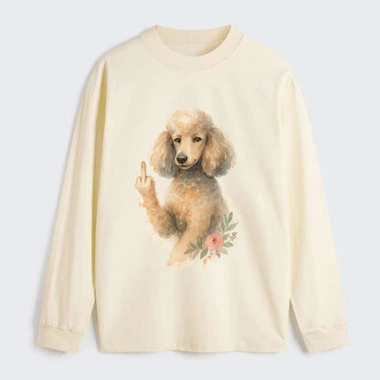 Standard Poodle with curly styled coat, intelligent face, fancy paw - Classic Long Sleeve Shirt - Beige