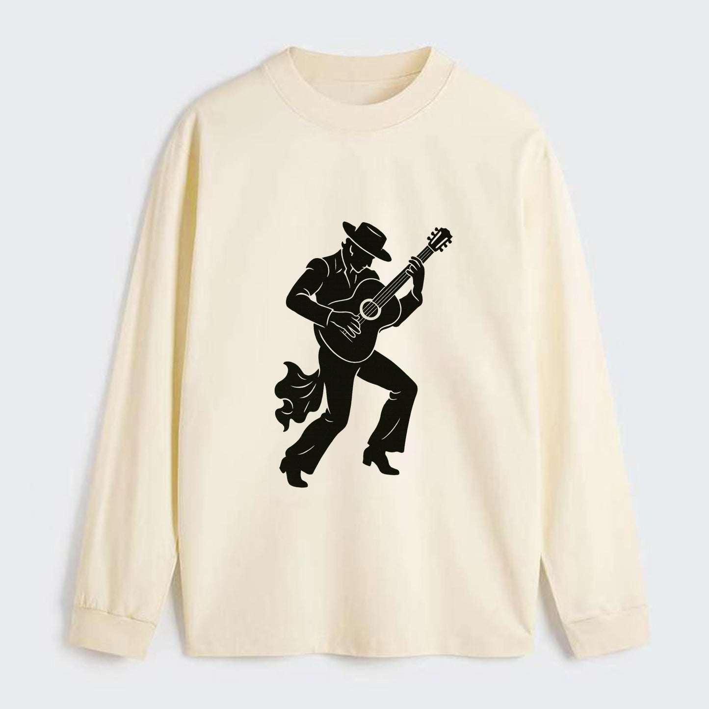 Flamenco guitarist dramatic pose - Classic Long Sleeve Shirt - Beige