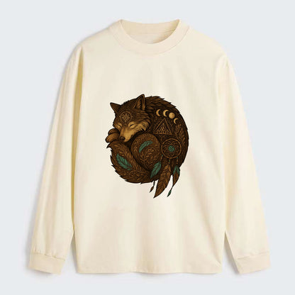 Sleeping Wolf Peace  - Classic Long Sleeve Shirt - Beige