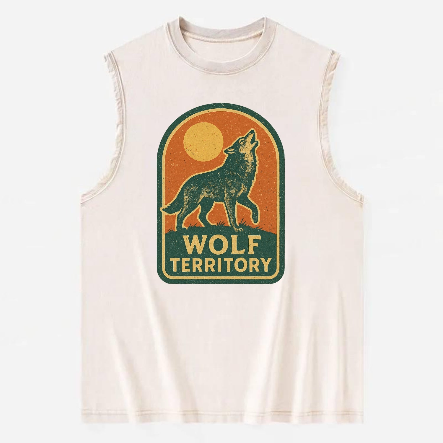 Wolf Territory Marking  - Vintage Washed Tank - Beige