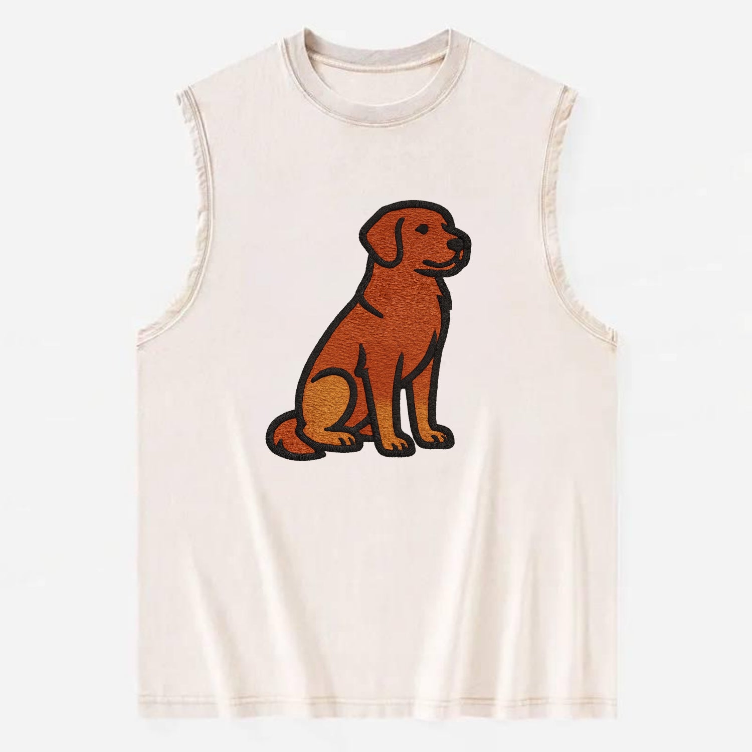 Nova Scotia Duck Tolling Retriever - Red embroidered pose - Vintage Washed Tank - Beige