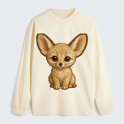 Baby Fennec Fox - huge ears, cream fur, large dark eyes, front-facing, - Classic Long Sleeve Shirt - Beige